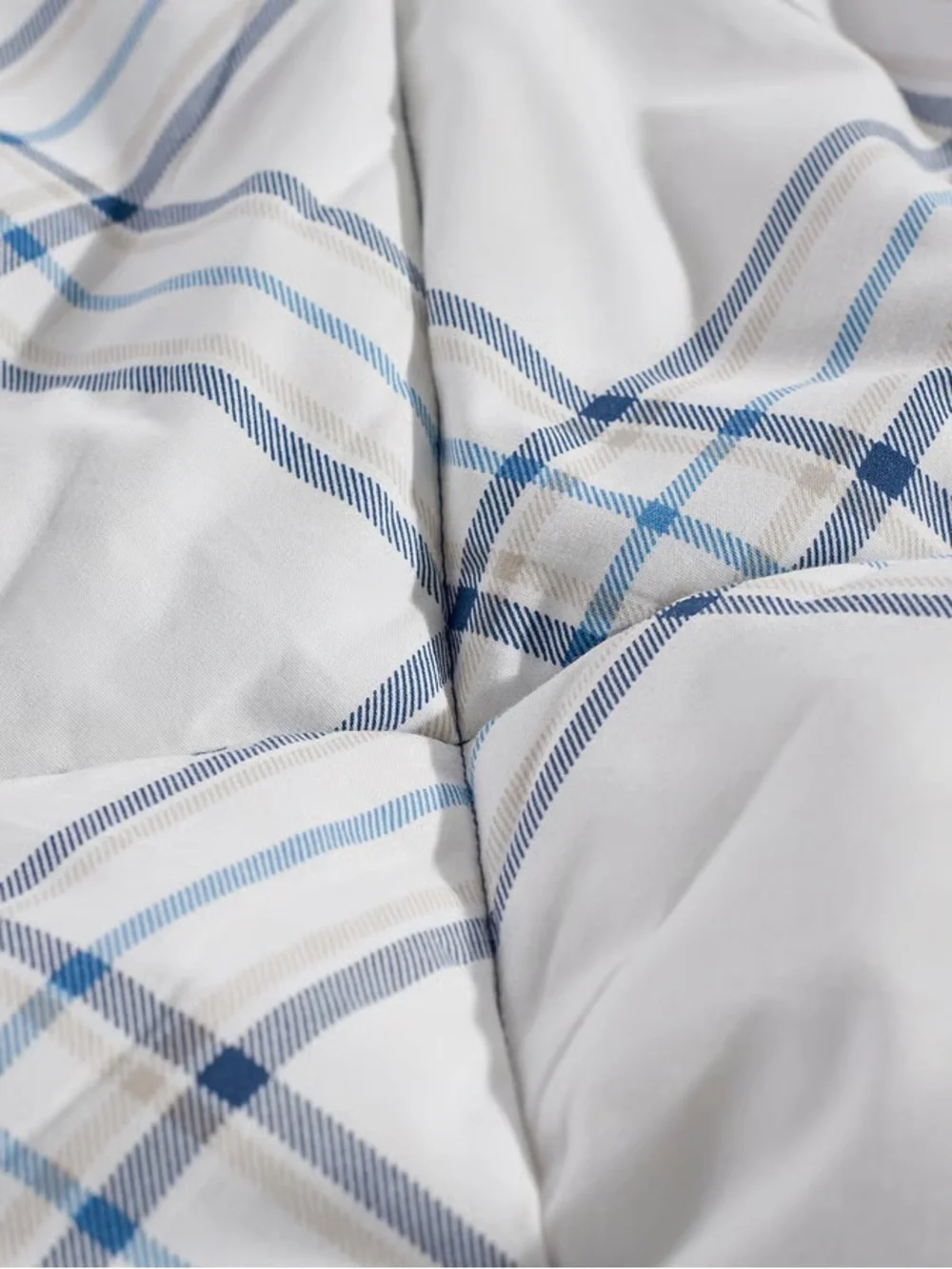 Blue Plaid Comforter Set with Navy Accents